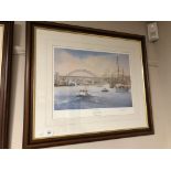 A framed Edwin Blackburn signed limited edition print, The River Tyne, no. 302 of 450.