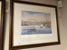 A framed Edwin Blackburn signed limited edition print, The River Tyne, no. 302 of 450.