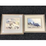Two framed Vivian Pooley watercolours, 'Wind, Sun and Cloud on Gable' and 'Greengable',