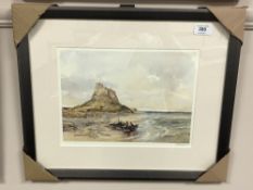 After Tom MacDonald, Lindisfarne Castle, reproduction in colours, signed in pencil to margin,