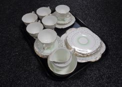 A tray of Windsor bone china, polka dot tea ware.