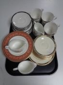 A tray containing assorted Royal Doulton tea china, bowls and milk jugs.