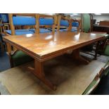 A late 20th century teak refectory coffee table.