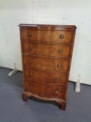 A mahogany Regency style serpentine fronted five drawer chest 93 cm x53 cm x 41 cm