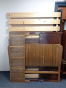 A mid century teak 4'6 bed frame with irons,