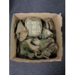 A box of army surplus webbing and pouches