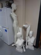 A quantity of female mannequin parts