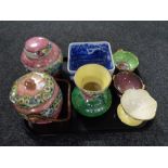 A tray of seven pieces of Maling, ginger jars, vases,