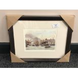 After Tom MacDonald : The Tyne at Newcastle upon Tyne, reproduction in colours, signed in pencil,