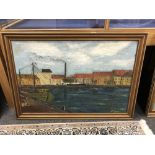 Continental school : Harbour scene, oil on canvas, 94 cm 63 cm, signed S.Lund, framed.