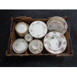 A box containing a quantity of miscellaneous Royal Albert and Paragon bone china tea and dinner