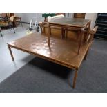 A twentieth century Danish rectangular copper topped table together with similar lamp table