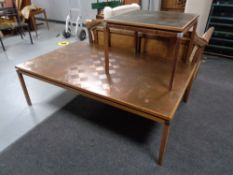 A twentieth century Danish rectangular copper topped table together with similar lamp table