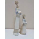 Two Lladro figures, Girl with Lamb and Girl with Pig.