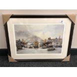 After Tom MacDonald : Shipping on the Tyne, reproduction in colours, signed in pencil,