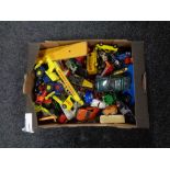 A box containing mid 20th century and later die cast vehicles to include Corgi, Matchbox,