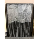Piero Montanelli : Textured two tone abstract study (silver), oil on canvas, 90 cm by 65 cm,
