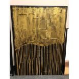 Piero Montanelli : Textured two tone abstract study (gold), oil on canvas, 90 cm by 65 cm,