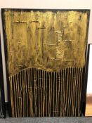 Piero Montanelli : Textured two tone abstract study (gold), oil on canvas, 90 cm by 65 cm,