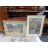 A Walter Holmes pastel drawing, River through a woodland, framed, together with a Joyce Gray pastel,