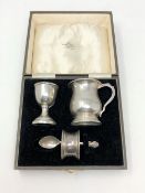 A boxed silver Christening set