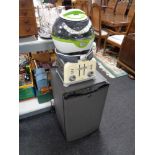 A Tefcold bench top fridge together with a Breville Acti-fryer and a Morphy Richards toaster.