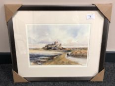 After Tom MacDonald : Bamburgh Castle, reproduction in colours, signed in pencil, 21 cm by 30 cm,