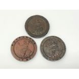 Three 1797 tuppence coins (3)