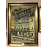 Continental School : Street scene, oil on canvas, signed Wilman, 60 cm x 40 cm, framed.