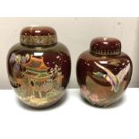 Two Carlton ware Rouge Royale lidded ginger jars.