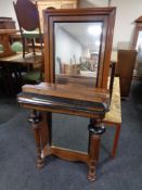 A nineteenth century mahogany mirrored console table with hall mirror (as found)