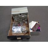 A box containing multi drawer chest containing haberdashery items, buttons, threads etc.