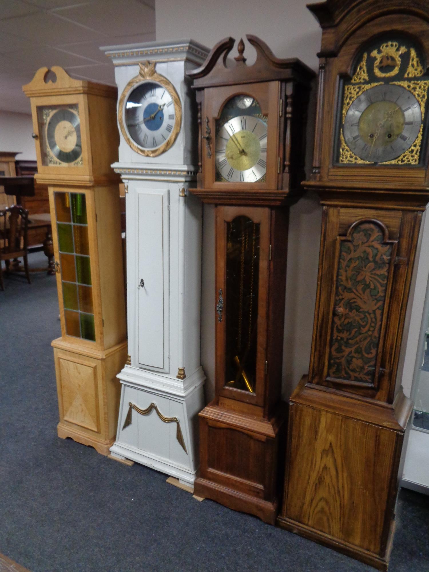 A Brixon Tempus Fugit longcase clock with pendulum and weights. - Image 2 of 2