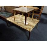 A late 20th century Danish marble topped coffee table with matching lamp table.