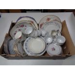 A box containing a quantity of English and German tea china to include teacups, tea plates etc.