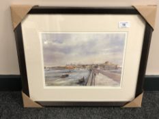 After Tom MacDonald : The Mouth of the Tyne, reproduction in colours, signed in pencil,