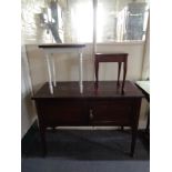 A mahogany wash stand together with a reclaimed pine occasional table on painted legs and one