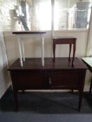 A mahogany wash stand together with a reclaimed pine occasional table on painted legs and one