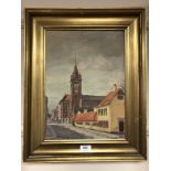 Continental School : Street scene with church, oil on canvas, signed Wilman, dated 1932,