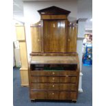 A late 19th century mahogany cylinder bureau bookcase,