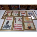 Seven gilt framed Guinness advertisements on paper.