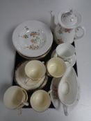 A tray containing 12 pieces of Coalport Samarkand tea and dinner china to include a teapot together