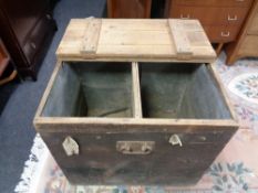 A 19th century pine metal-lined flour bin.