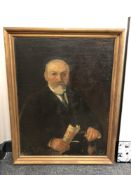 Continental School : Portrait study of a man smoking a pipe, oil on canvas, 56 cm x 74 cm,