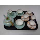 An eight piece Crown Staffordshire tea for two,