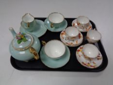 An eight piece Crown Staffordshire tea for two,