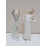 Two Lladro figures, Girl and Boy in nightdress.