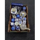 A box of Ringtons blue and white china