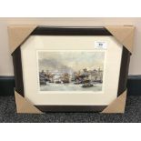 After Tom MacDonald : The Tyne at Newcastle upon Tyne, reproduction in colours, signed in pencil,