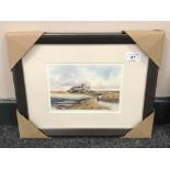 After Tom MacDonald : Bamburgh Castle, reproduction in colours, signed in pencil, 13 cm by 18 cm,